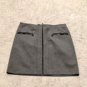 White House Black Market Grey and Black, Zipper Detail Skirt